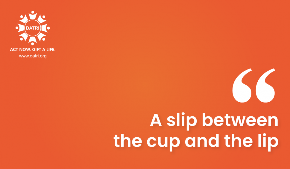 a slip between the cup and the lip