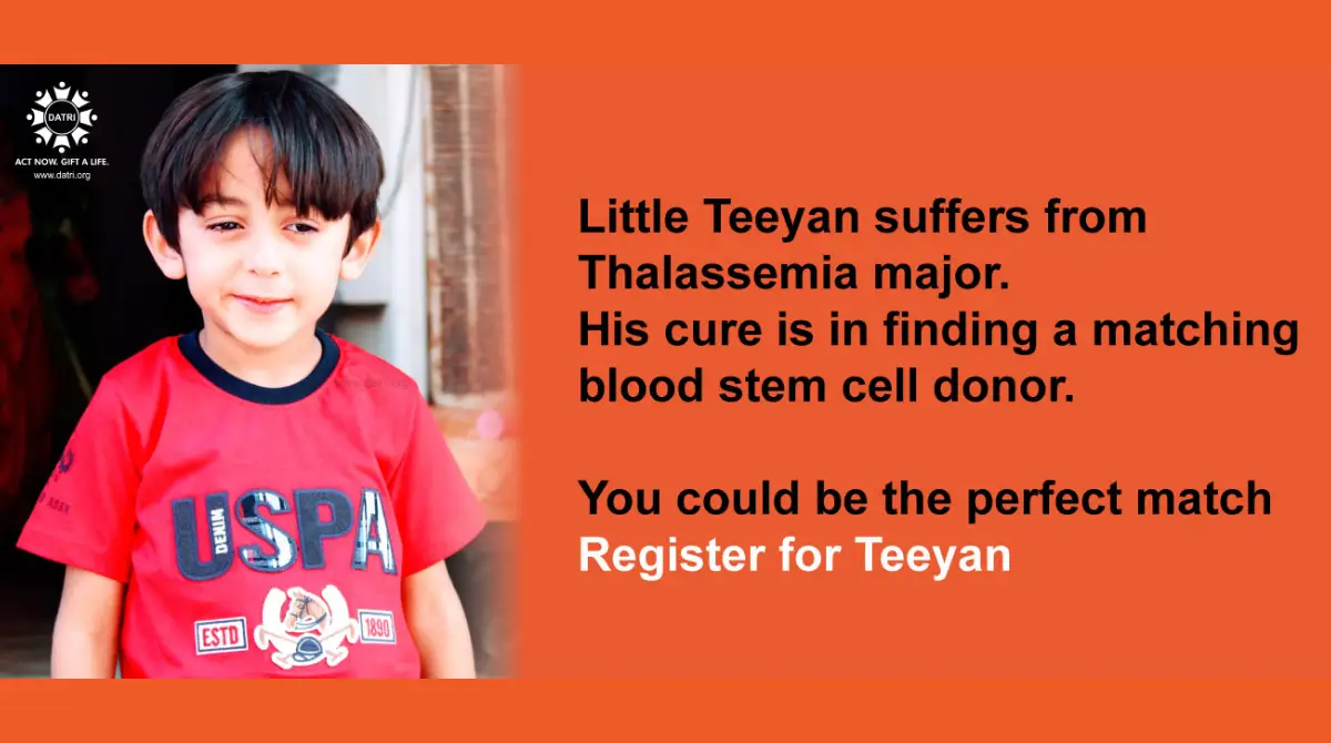 Be the Cure for Teeyan: Register as a Blood Stem Cell Donor