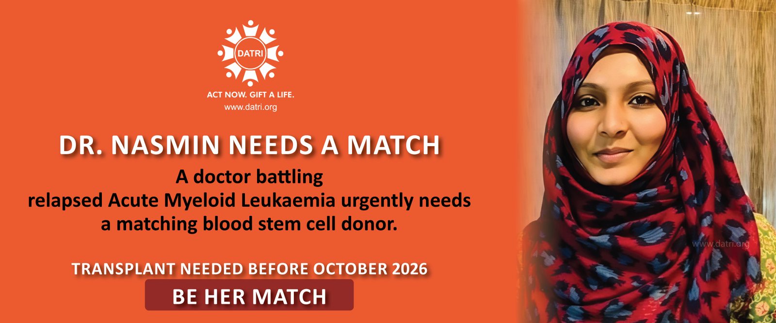Register as Blood Stem Cell Donor for Dr.Nasmin
